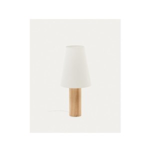 Lámpara de pie Marga de madera maciza con acabado natural...