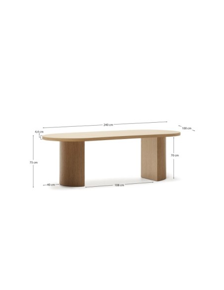 Mesa Nealy de chapa de roble con acabado natural 240 x 100 cm - Kave Home