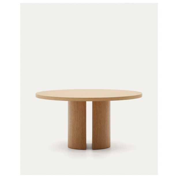 Mesa redonda Nealy de chapa de roble...