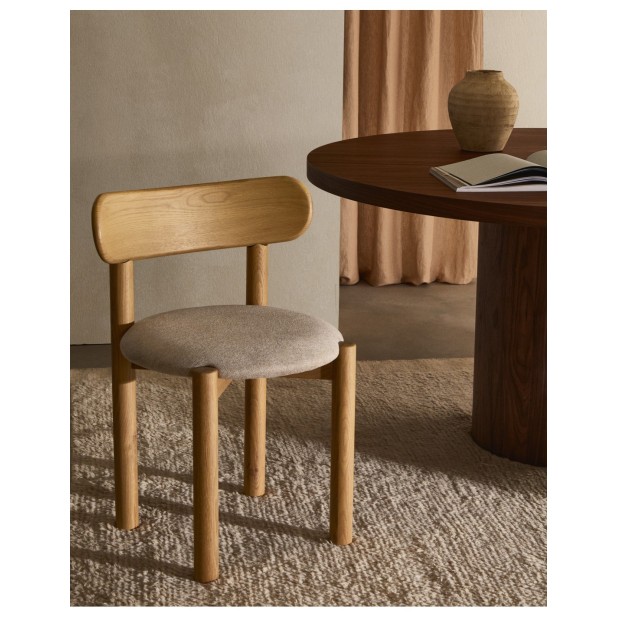 Silla Nebai chenilla beige estructura...