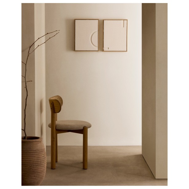 Silla Nebai chenilla beige estructura...