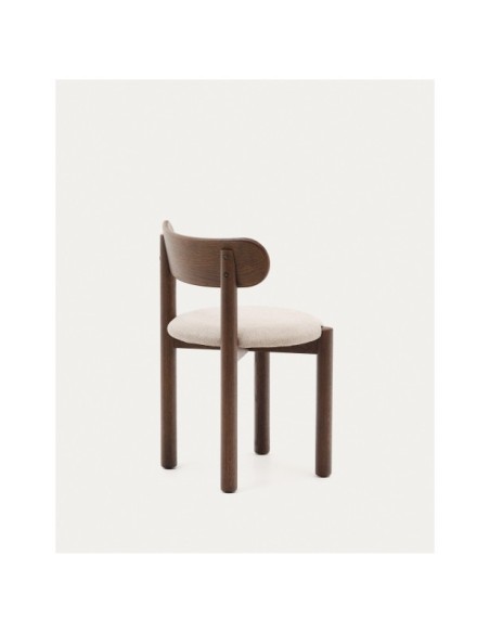 Silla Nebai de chenilla marrón estructura madera maciza roble acabado nogal FSC MIX Credit - Kave Home