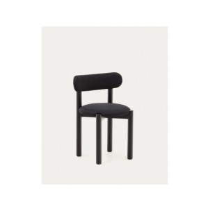 Silla Nebai de chenilla negra estructura madera maciza...