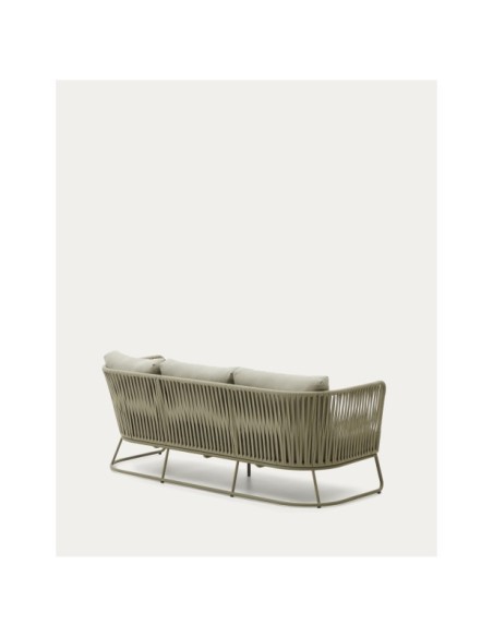 Sofá 3 plazas de exterior Saconca de cuerda y acero galvanizado verde 189 cm - Kave Home