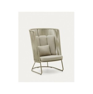 Butaca de exterior con respaldo alto Saconca de cuerda y...