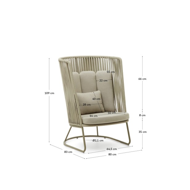 Butaca de exterior con respaldo alto...