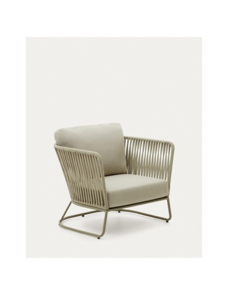 Butaca de exterior Saconca de cuerda y acero galvanizado verde - Kave Home