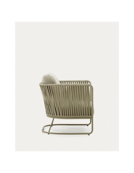 Butaca de exterior Saconca de cuerda y acero galvanizado verde - Kave Home