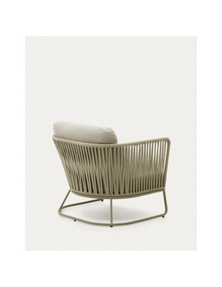 Butaca de exterior Saconca de cuerda y acero galvanizado verde - Kave Home