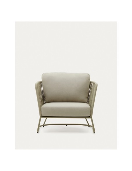 Butaca de exterior Saconca de cuerda y acero galvanizado verde - Kave Home