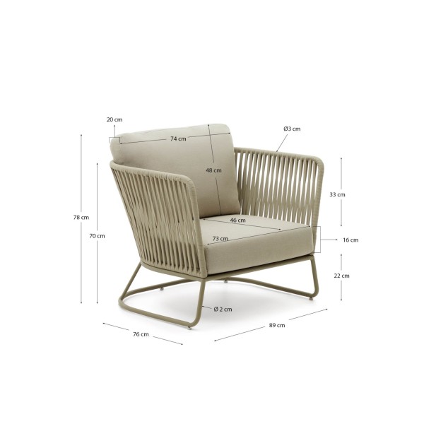 Butaca de exterior Saconca de cuerda...