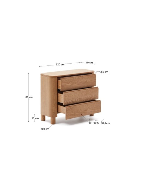 Cómoda Salaya de madera contrachapada de fresno FSC Mix Credit 120 x 80 cm - Kave Home