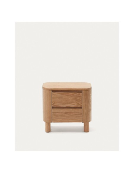 Mesita de noche Salaya de madera contrachapada de fresno FSC Mix Credit 55 x 50 cm - Kave Home