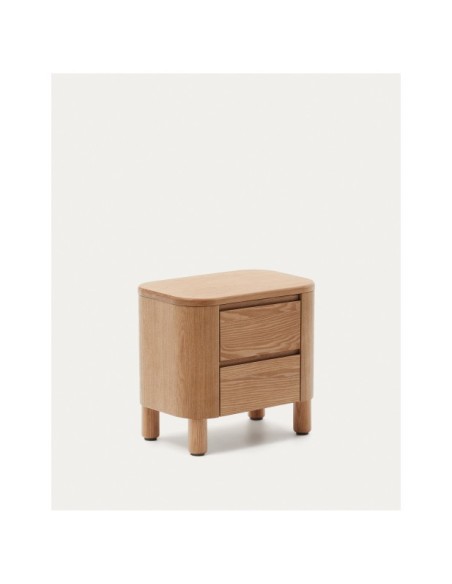 Mesita de noche Salaya de madera contrachapada de fresno FSC Mix Credit 55 x 50 cm - Kave Home