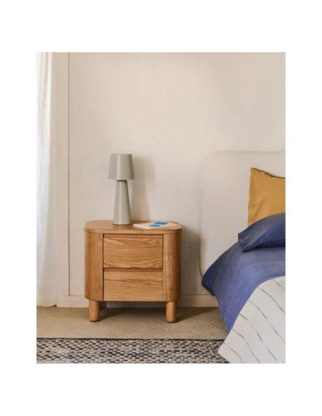 Mesita de noche Salaya de madera contrachapada de fresno FSC Mix Credit 55 x 50 cm - Kave Home