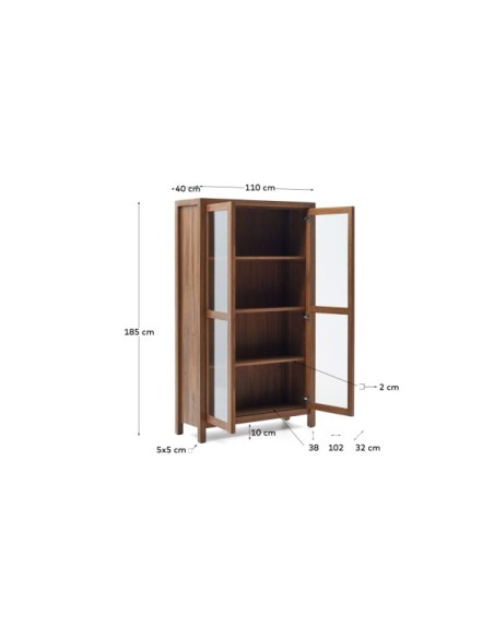 Vitrina Sashi de madera maciza de teca 110 x 185 cm - Kave Home