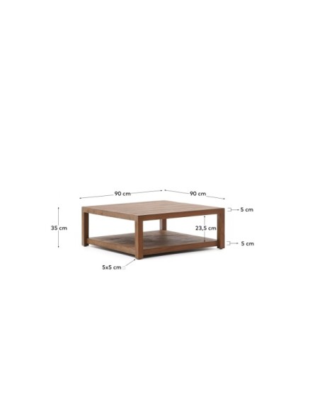 Mesa auxiliar Sashi de madera maciza de teca 90 x 90 cm - Kave Home