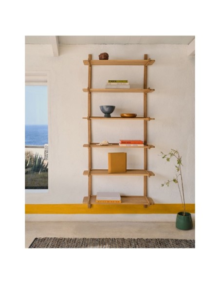 Estantería modular Sitra 6 baldas madera maciza roble acabado natural 90cm FSC Mix Credit - Kave Home