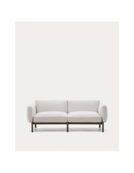 Sofá modular de exterior Sorells 2 plazas con tapizado beige y aluminio verde 201 cm - Kave Home