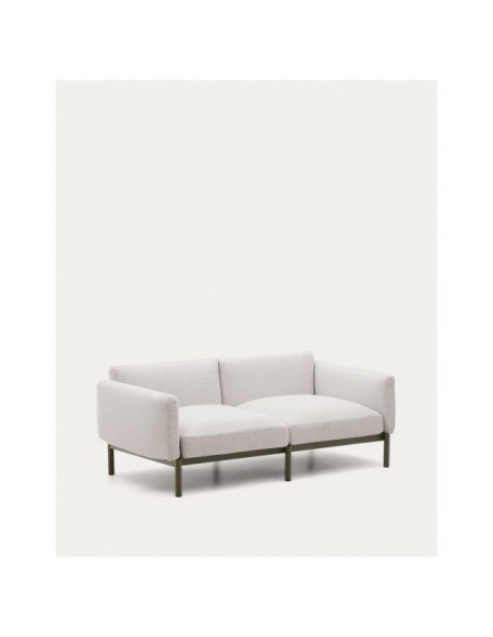 Sofá modular de exterior Sorells 2 plazas con tapizado beige y aluminio verde 201 cm - Kave Home