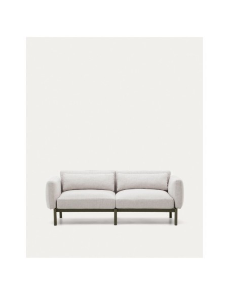 Sofá modular de exterior Sorells 2 plazas con tapizado beige y aluminio verde 201 cm - Kave Home