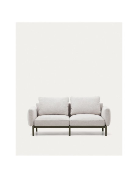 Sofá modular de exterior Sorells 2 plazas con tapizado beige y aluminio verde 201 cm - Kave Home