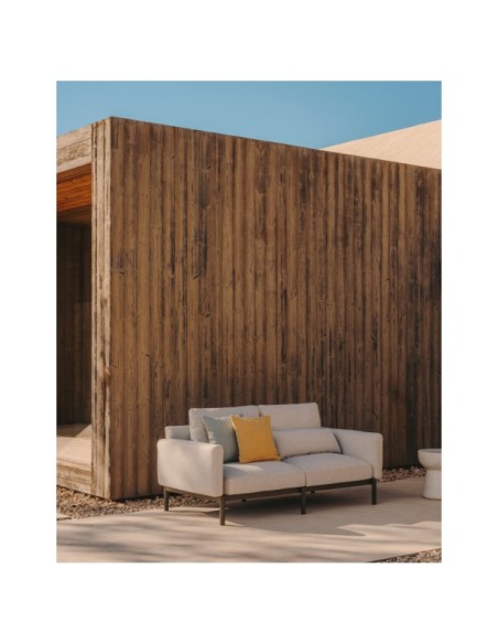 Sofá modular de exterior Sorells 2 plazas con tapizado beige y aluminio verde 201 cm - Kave Home