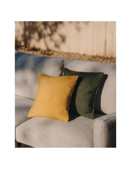 Sofá modular de exterior Sorells 2 plazas con tapizado beige y aluminio verde 201 cm - Kave Home