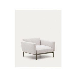 Butaca modular de exterior Sorells con tapizado beige y...