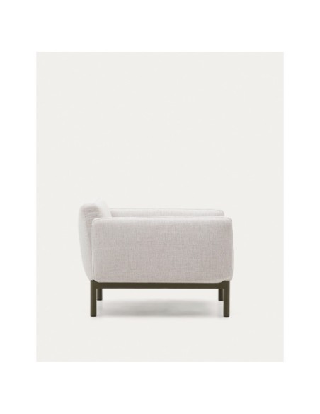 Butaca modular de exterior Sorells con tapizado beige y aluminio verde - Kave Home