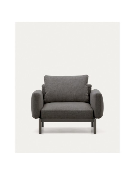 Butaca modular de exterior Sorells con tapizado gris y aluminio gris - Kave Home