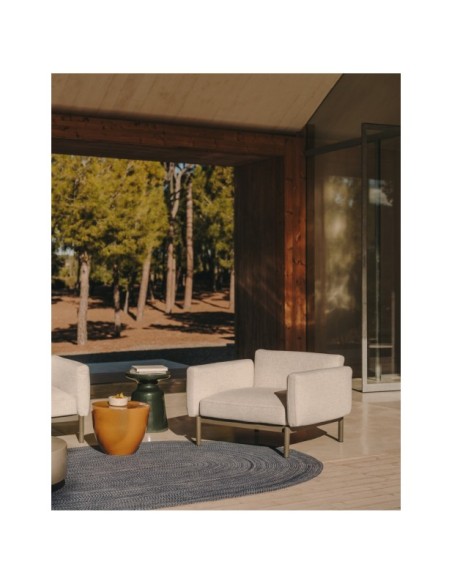 Butaca modular de exterior Sorells con tapizado gris y aluminio gris - Kave Home