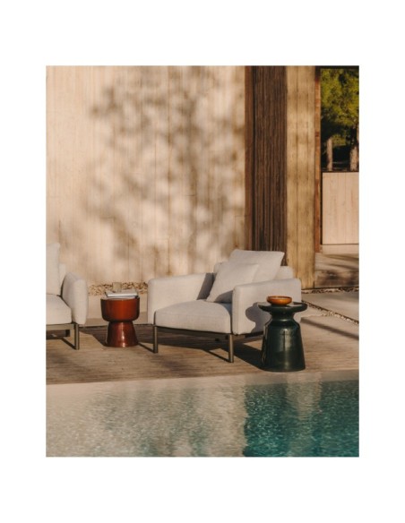 Butaca modular de exterior Sorells con tapizado gris y aluminio gris - Kave Home