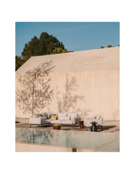 Butaca modular de exterior Sorells con tapizado gris y aluminio gris - Kave Home