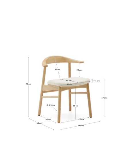 Silla desenfundable Timons de madera maciza de roble con acabado natural FSC Mix Credit - Kave Home