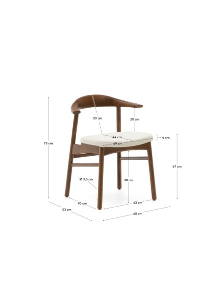 Silla desenfundable Timons madera maciza de roble con acabado nogal FSC Mix Credit - Kave Home