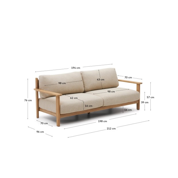Sofá Tirant 3 plazas de madera maciza...