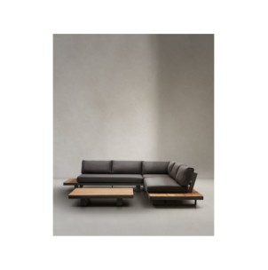 Set Tosqueta sofá rinconero 5 plazas y mesa de aluminio y...