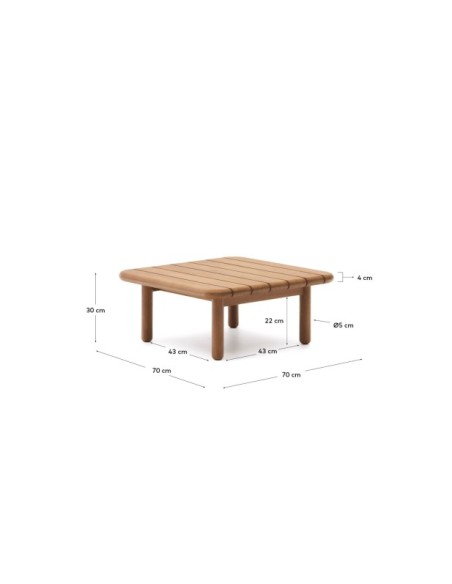 Mesa de centro Turqueta de madera maciza de teca 70 x 70 cm FSC 100% - Kave Home