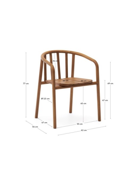 Silla apilable exterior Turqueta de madera maciza de teca FSC 100% - Kave Home