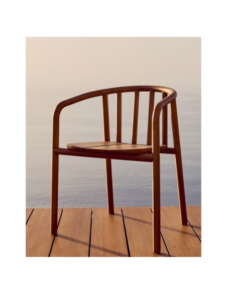 Silla apilable exterior Turqueta de madera maciza de teca FSC 100% - Kave Home