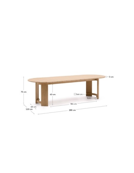 Mesa Xoriguer de madera maciza de eucalipto 280 x 110 cm FSC 100% - Kave Home