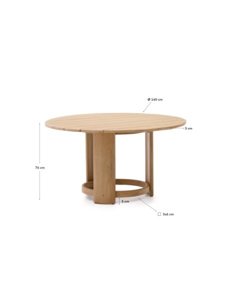 Mesa redonda Xoriguer de madera maciza de eucalipto Ø140 cm FSC 100% - Kave Home