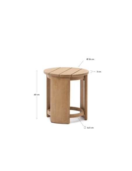 Mesa auxiliar Xoriguer de madera maciza de eucalipto Ø56 cm FSC 100% - Kave Home