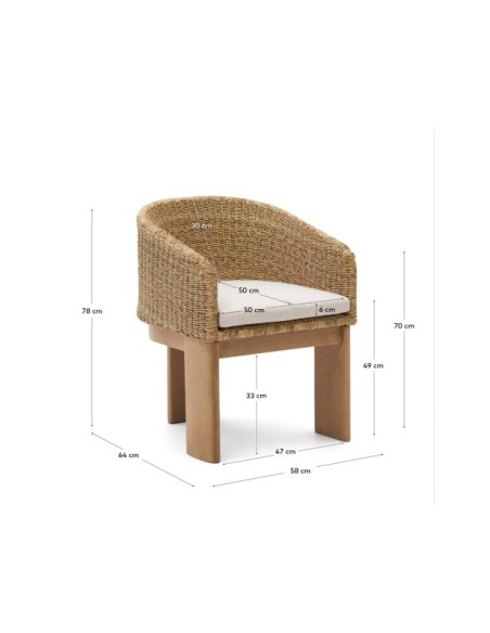 Silla Xoriguer de ratán sintético y madera maciza de eucalipto FSC 100% - Kave Home