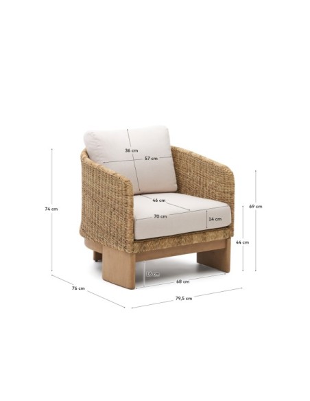 Butaca Xoriguer de ratán sintético y madera maciza de eucalipto FSC 100%  - Kave Home