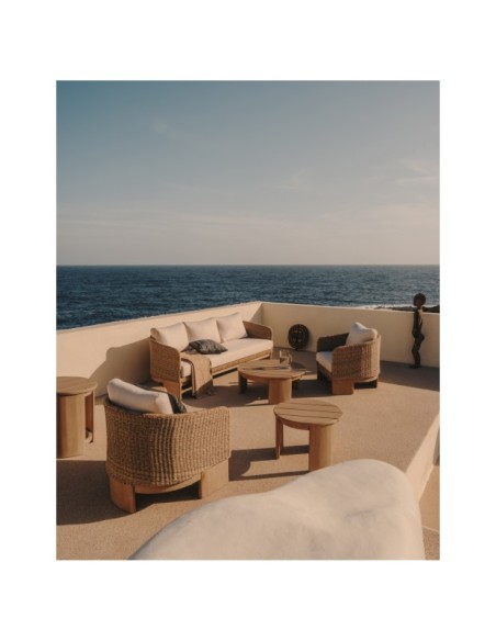 Sofá Xoriguer de 3 plazas de ratán sintético y madera maciza de eucalipto FSC 100% 223 cm - Kave Home