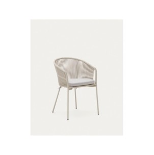 Silla Yanet de cuerda sintética crudo y patas de acero...