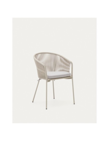 Silla Yanet de cuerda sintética crudo y patas de acero galvanizado - Kave Home