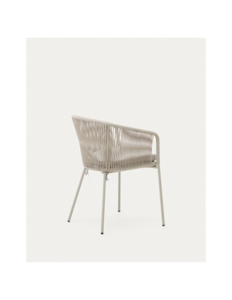 Silla Yanet de cuerda sintética crudo y patas de acero galvanizado - Kave Home